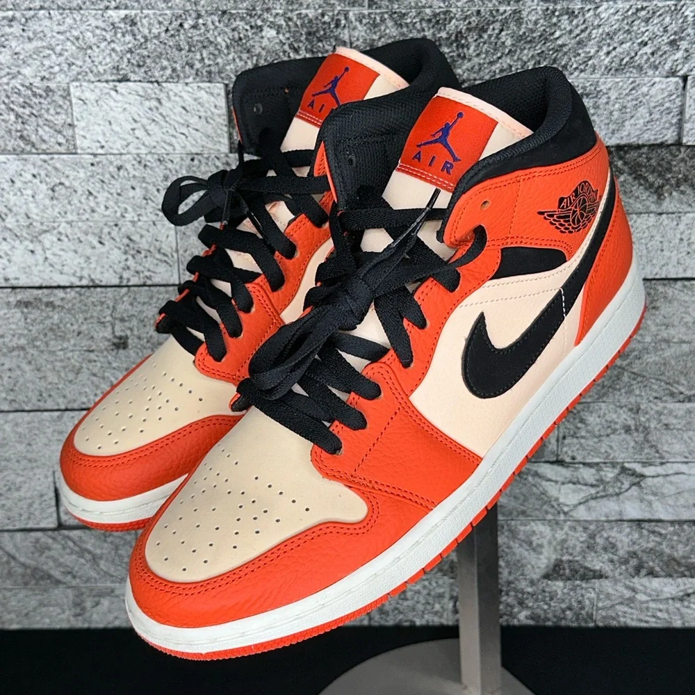 Jordan 1 Mid Team Orange Black - MNS10.5
